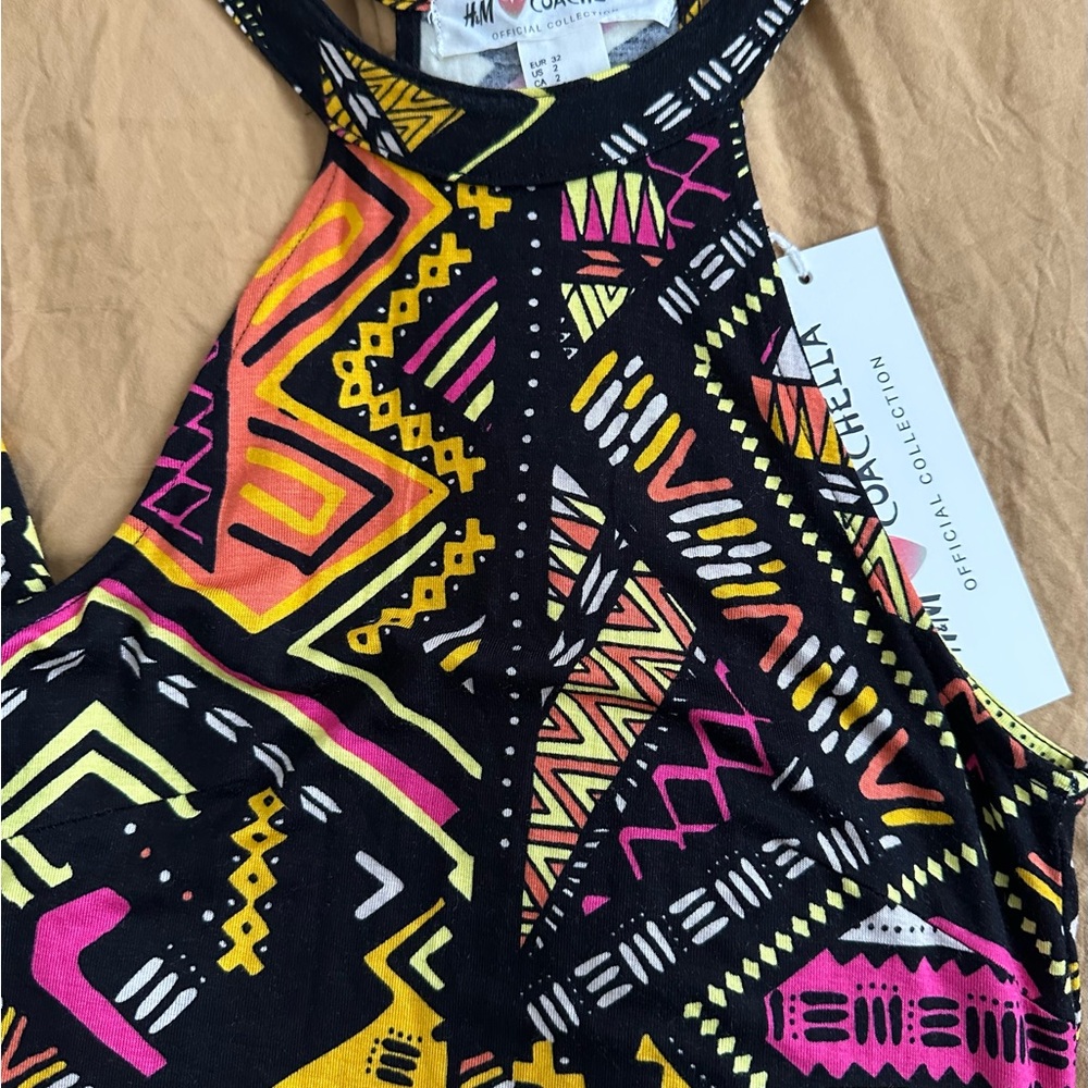 H&M Coachella Geometric Maxi Dress - Black, Pink, Yellow